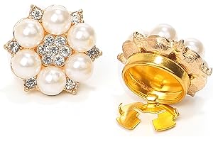 JEWSHA Cufflinks for Men Women Shirt Sleeve Buttons - Faux Pearl Rhinestone Cover for Clothing Decorative Pins - Fashion Cuff Link Jewelry - Girls Gifts