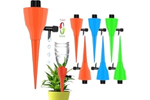 OZMI Plant Self Watering Insert Spikes Device, 6 PCS Automatic Water Control System with Slow Release Valve, Adjustable Water Drip Irrigation Control System for Home and Vacation Plant Watering