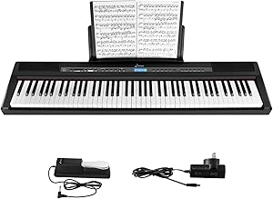 Donner DEP-20 Beginner Digital Piano 88 Key Full Size Weighted Keyboard, Portable Electric Piano with Sustain Pedal, Power Supply