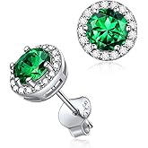ChicSilver 925 Sterling Silver Heart/Round/Pear/Emerald Cut Birthstone Stud Earrings for Women Birthday Jewelry