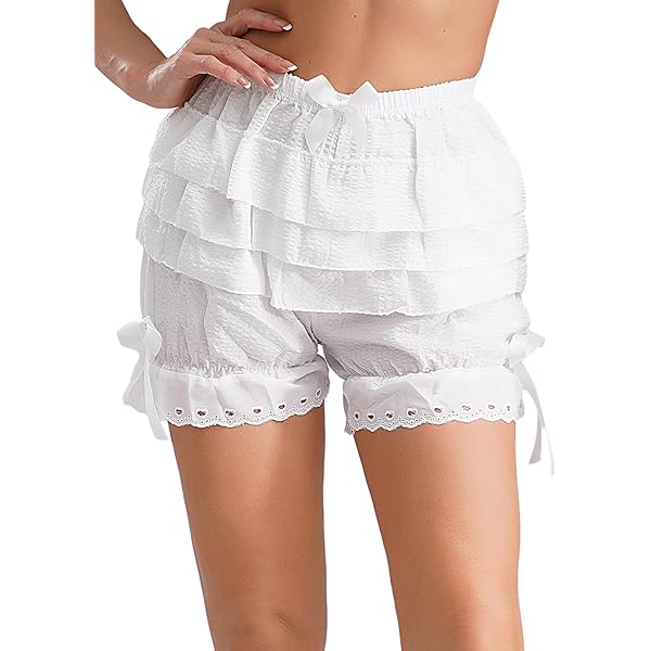 Shinsto Womens Lace Trim Layered Ruffle Bloomers Shorts
