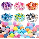 ZIFTY 240Pcs Silicone Beads for Keychain Making Kit 15mm Silicone Beads Bulk 30 Colors Loose Round Rubber Silicone Focal Beads for Pens, Necklace Bracelet Making Kit, Jewelry, Art, Crafts, DIY