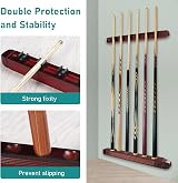 Adhafera 6-Piece Wall-Mounted Pool Cue Rack Holder view 3