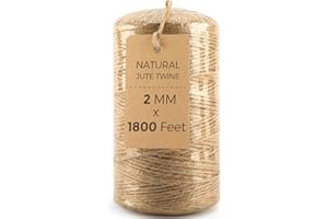 MROCO Natural Jute Twine 1800 Feet Long Twine String for Crafts Gift Wrapping Packing Christmas Jute Rope for Gardening Plant Brown Hemp Rope Wedding Decor