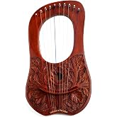 Handmade 10-String Lyre Harp, Rosewood Sheesham Body, Traditional Wooden Musical Instrument with Tuning Key, Extra Strings, Celtic Greek Style
