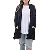ZERDOCEAN Women's Plus Size Long Sleeve Lightweight Soft Printed Drape Cardigan with Pockets