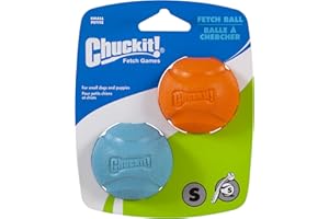 ChuckIt! High-Bounce Rubber Dog Fetch Ball, Small (Colors Vary) 2 Pack, for Large Breeds