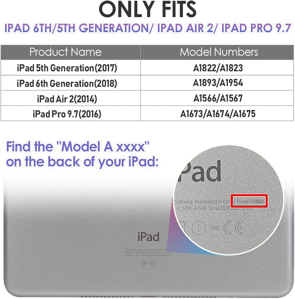 SEYMCY Case for iPad 6th/5th Generation 2018/2017, iPad Air 2 Case 2014, iPad Pro 9.7 inch 2016 - Image 3