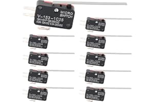 MTDELE 10Pcs Micro Limit Switch 1NO 1NC SPDT Micro Witch with Lever V-153-1C25