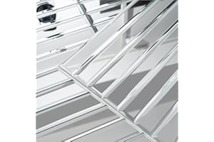 V-MOZZA Peel and Stick Mirror Tiles, 12" x 12" Self Adhesive Mirror Tiles Beveled Silver Glass Mosaic Tile for Kitchen Backsplash Bathroom Wall Pack of 6 Pcs