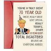 YONBONI Funny Trump 70th Birthday Card for Women Men, Humor Donald Birthday Gifts for 70 Year Old Men Women, Happy 70th Birthday Decorations for Dad Mom Grandpa Grandma