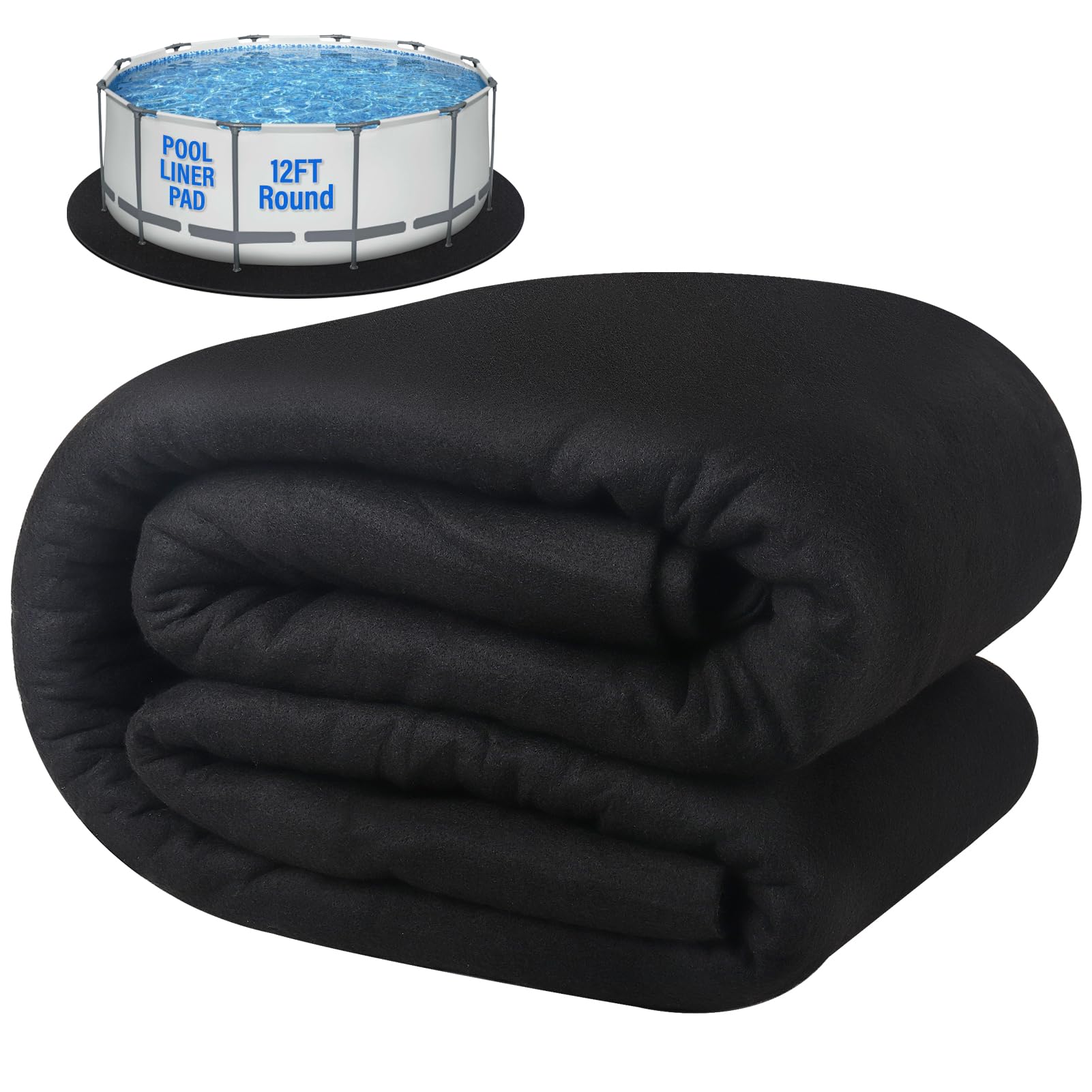 Photo 1 of 2025 New 12 FT Round Pool Pad for Above Swimming Pool,300 g/? Pre-Cut Heavy Duty Outdoor Pool Liner Pads|Double Density| Puncture Resistant|Seamless Durable Eco-Friendly|Black Swimming Pool Mats