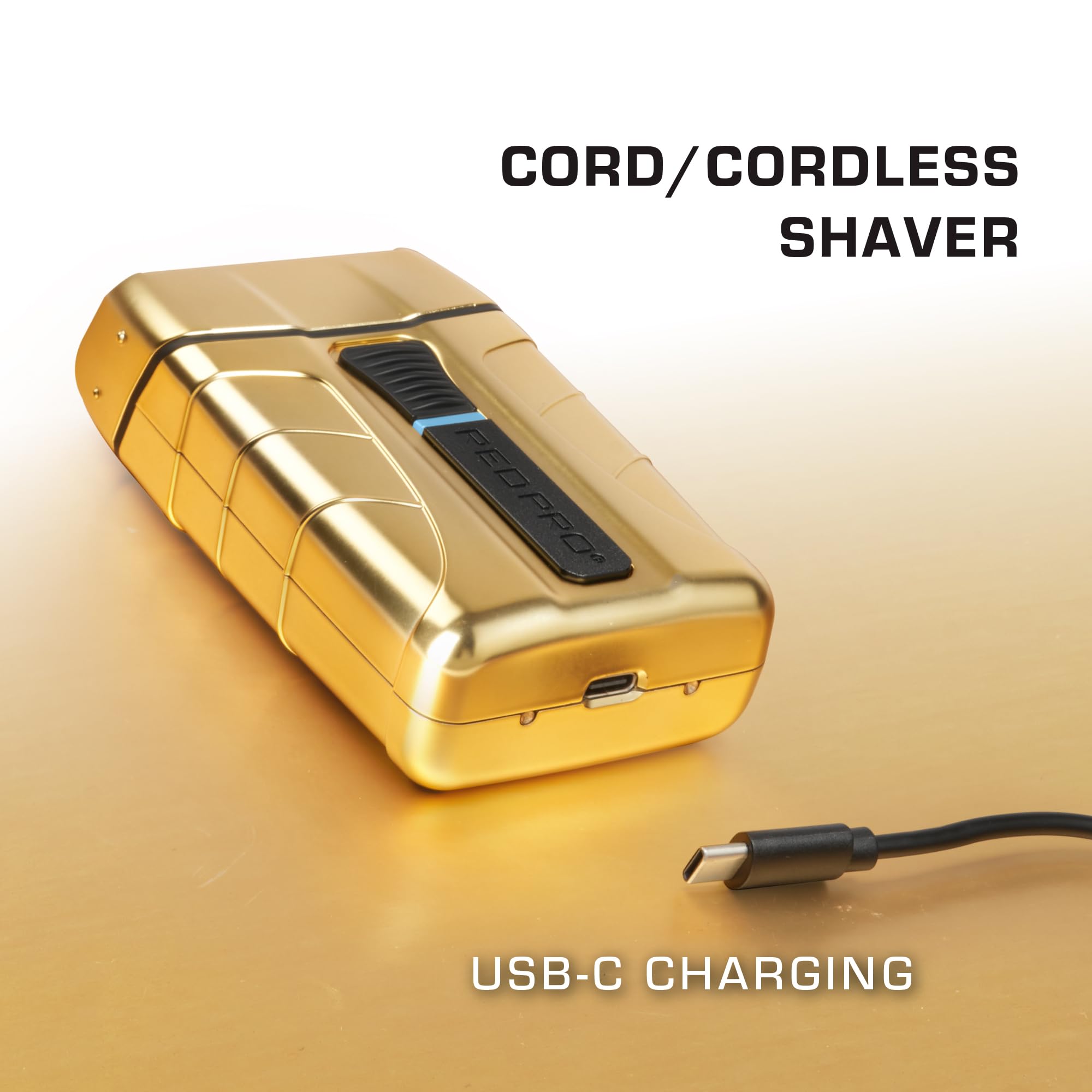 RED Pro Titanium Foil Shaver Cord/Cordless Shaver for Men, Powerful Electric Razor USB-C Rechargeable, Up to 170 Minutes of Run Time, Quiet, Durable and Portable (Matte Gold)