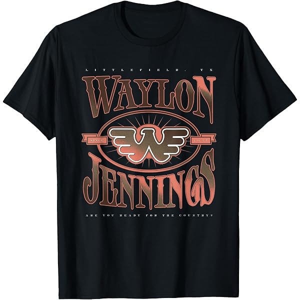T-shirt Waylon Jennings Country Music - Tailles S à 5XL - Coton 100% - Noir - Neuf Avec étiquettes