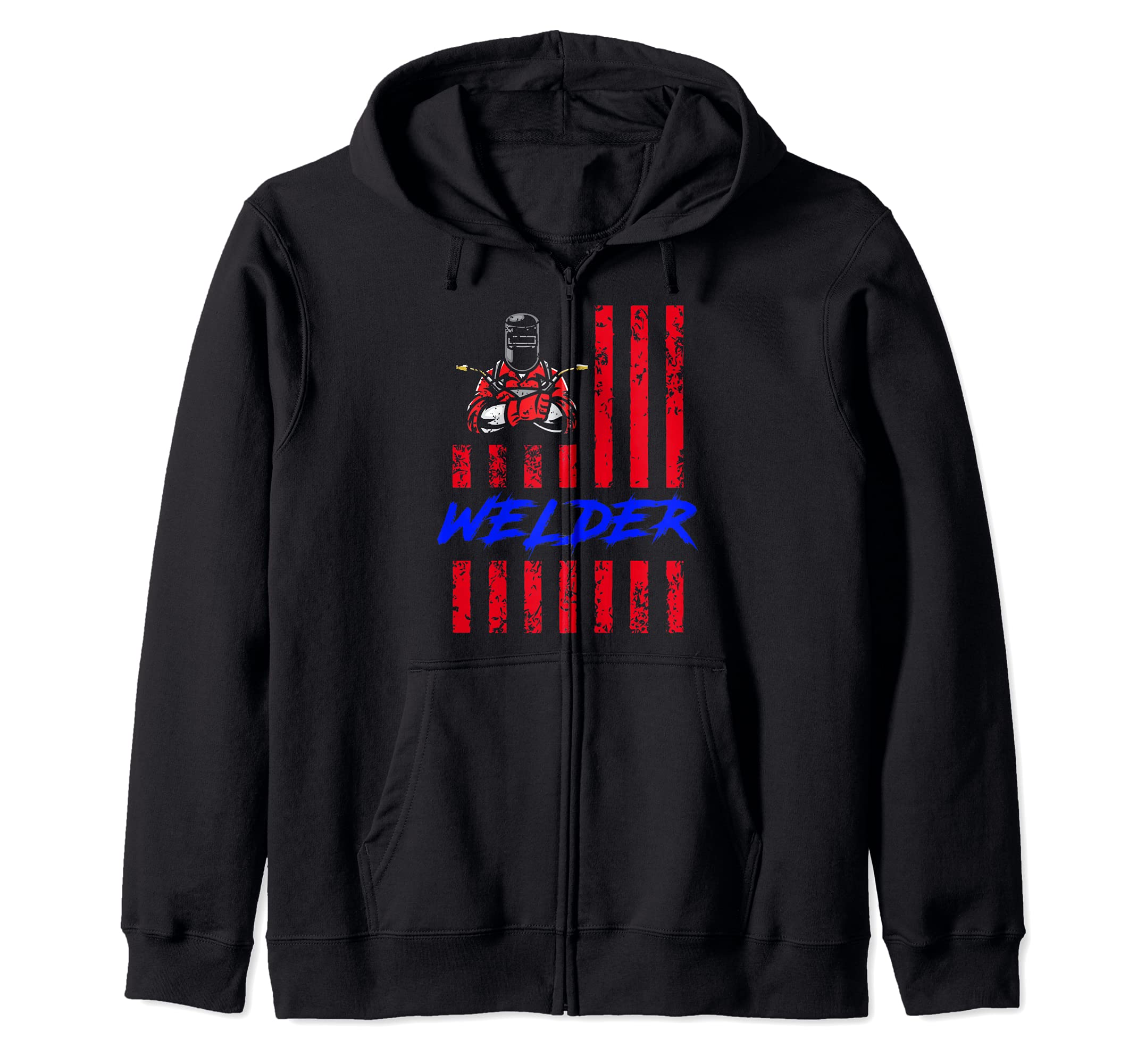 American Flag Patriotic Welder Engineer Welding Engineering Zip Hoodie