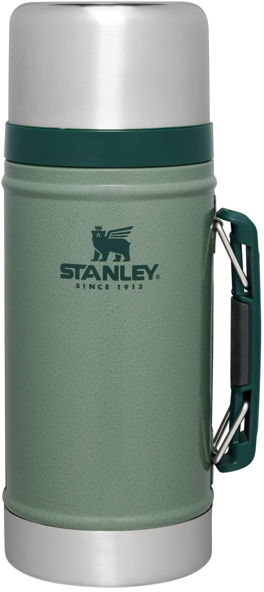 Stanley Classic Legendary Large Food Jar 1.0 qt | Vacuum Insulated Food Container | Wide Mouth Screw On Lid | Packable for Travel | Stainless Steel with Leakproof Lid | BPA-Free | Hammertone Green Image