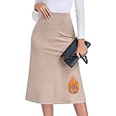 LEYSHE Women's Fall Winter Fleece Warm Knit Blend Long Skirts Elastic Waist A-Line Midi Skirt 2025