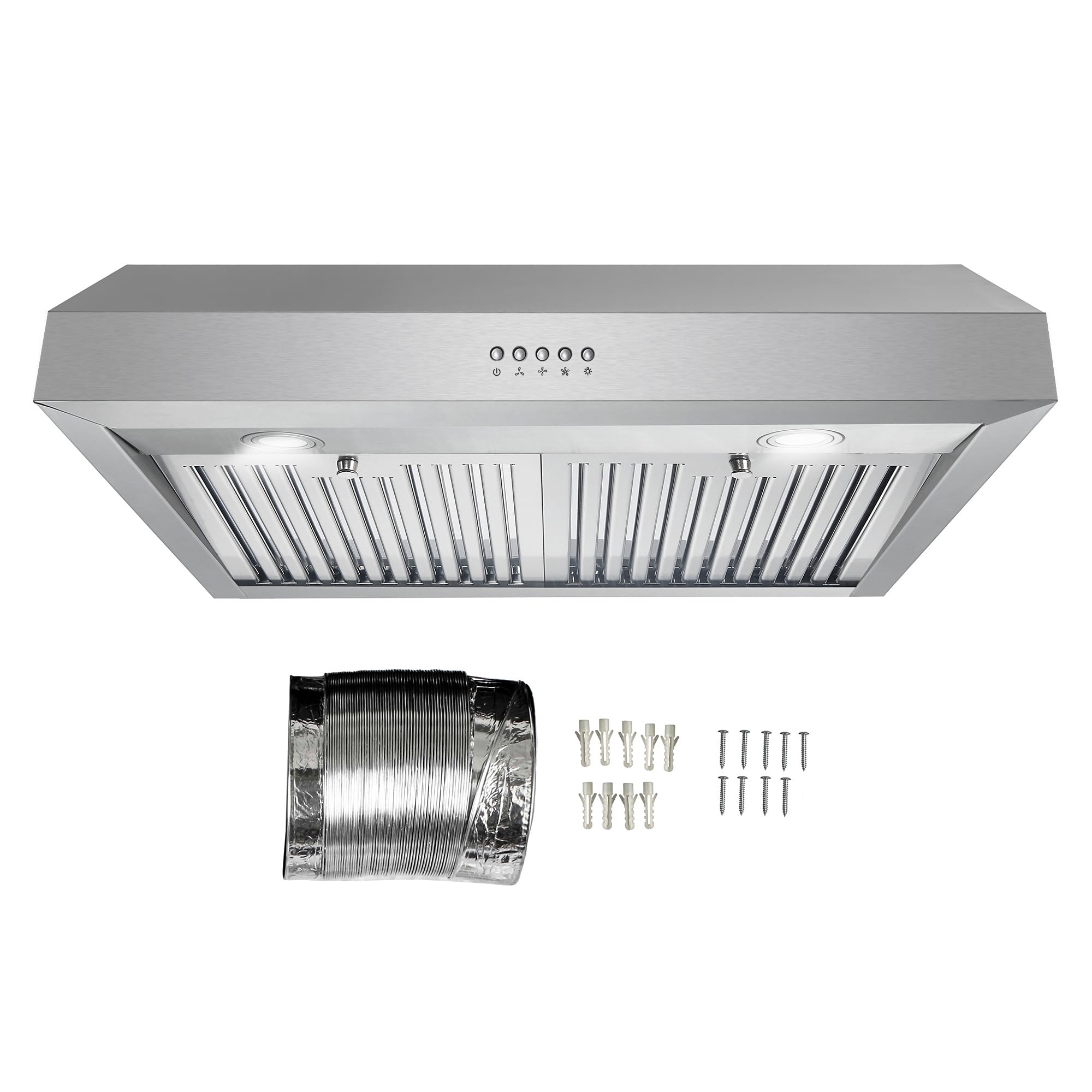 COSMO UC30 29.5 in. Ducted Under Cabinet Range Hood, Kitchen Over Stove Vent, 3-Speed Fan, Permanent Filters, LED Lights in Stainless Steel, 30 inch