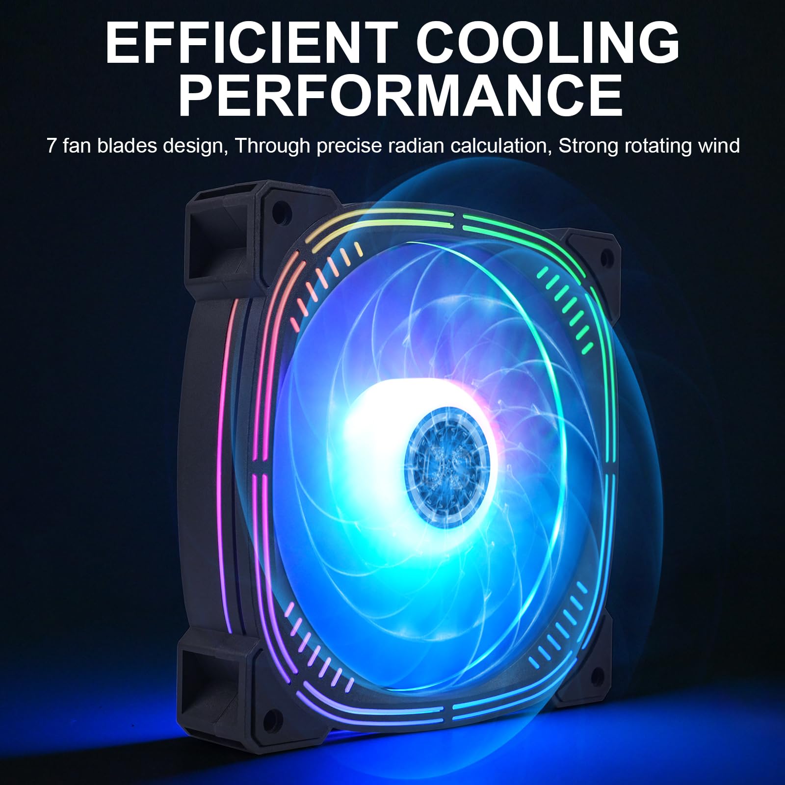 Rainbow LED RGB Fans with Controller for PC Case, CPU Cooler, Radiators System (6pcs RGB Fans, G Series)