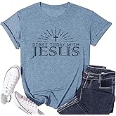 Christian Jesus T-Shirt for Women Vintage Bible Verse Printed Short Sleeve Faith Blessed Inspirational Girl Top Tees