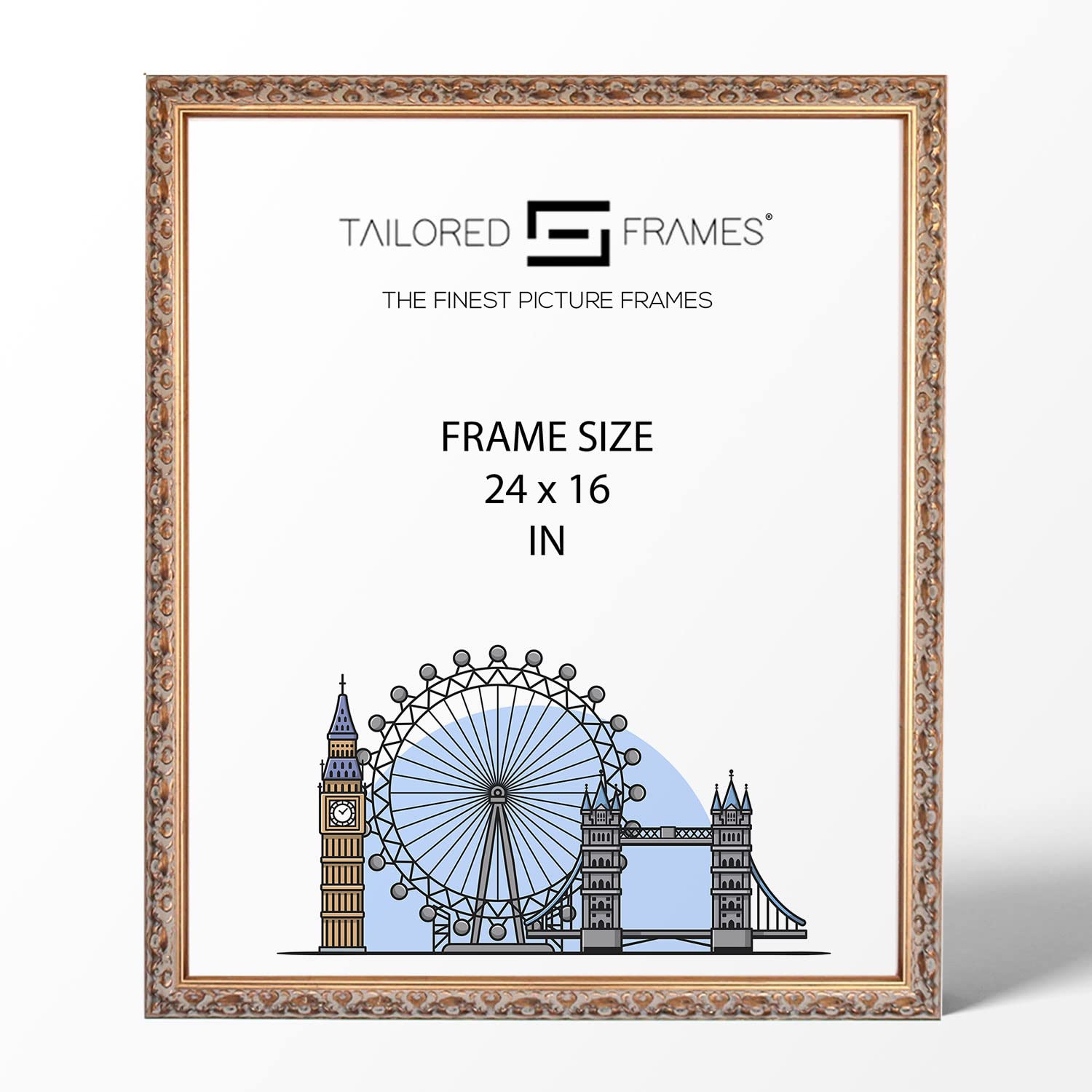 Tailored Frames Vienna Gold 24" x 16" | Rustic Style Vintage Single Picture Frame | Wall Hanging Type | Photo Frame Without Mount