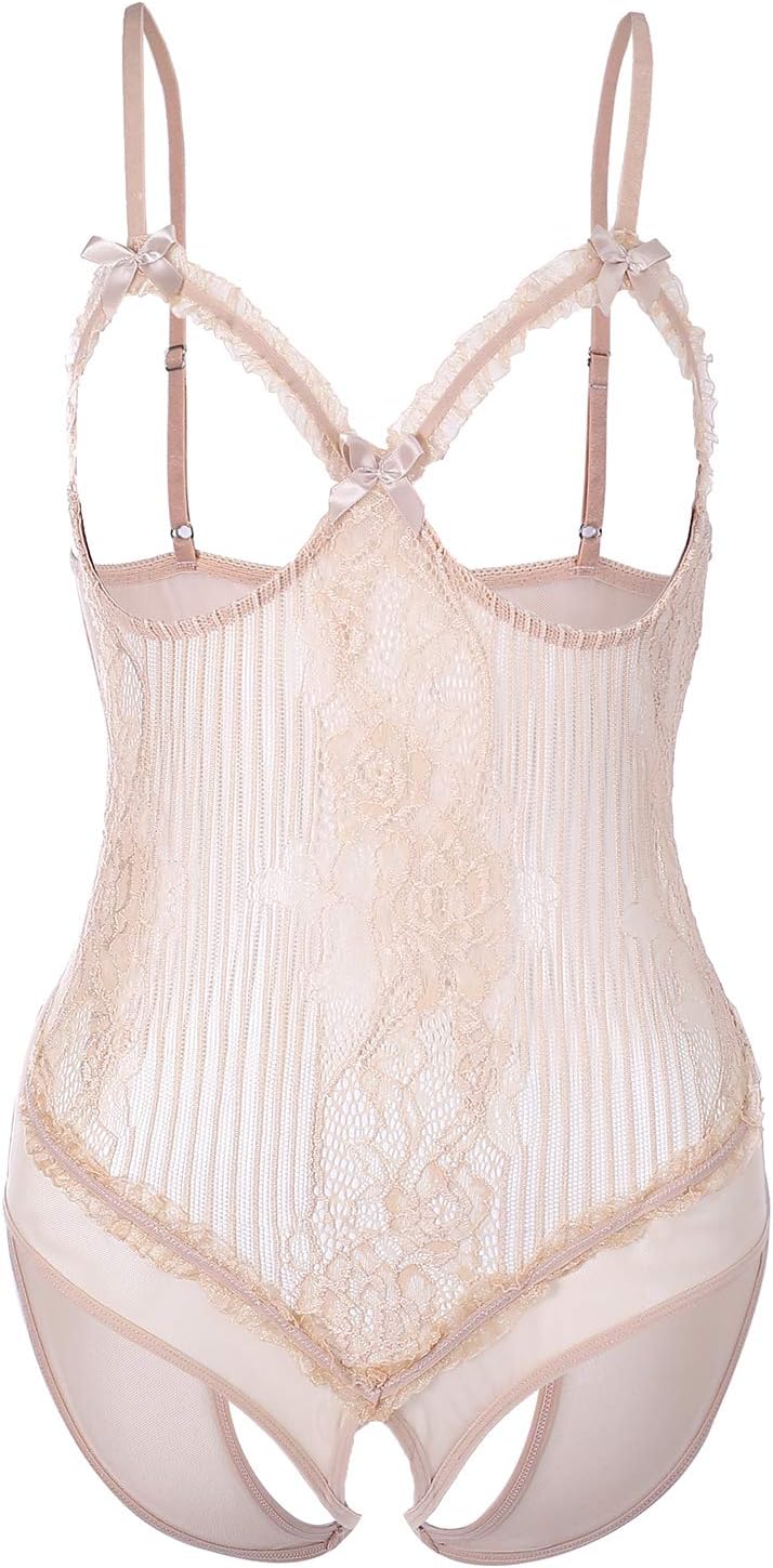 ABCLOVE Women Lace Teddy Lingerie One Piece Babydoll Sleepwear Mini Bodysuit Nightie