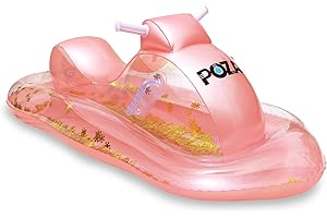 POZA Inflatable Snowmobile Sled- Luxurious Snow Sled with Handles and Filled with Gold Snowflake Confetti, Premium Cold Resistant Heavy Duty PVC Sled for Adults and Kids - 51 Inch