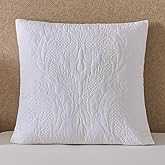 YINFUNG White Quilted Euro Sham Damask 26x26 Set of 2 Embroidered Floral Textured European Pillow Cover Decorative Large Square Pillowcase Sofa Bed Bright White Square Vintage