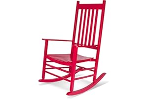 Shine Company Vermont Porch Rocker, High Back Wood Rocking Chair, Chili Pepper