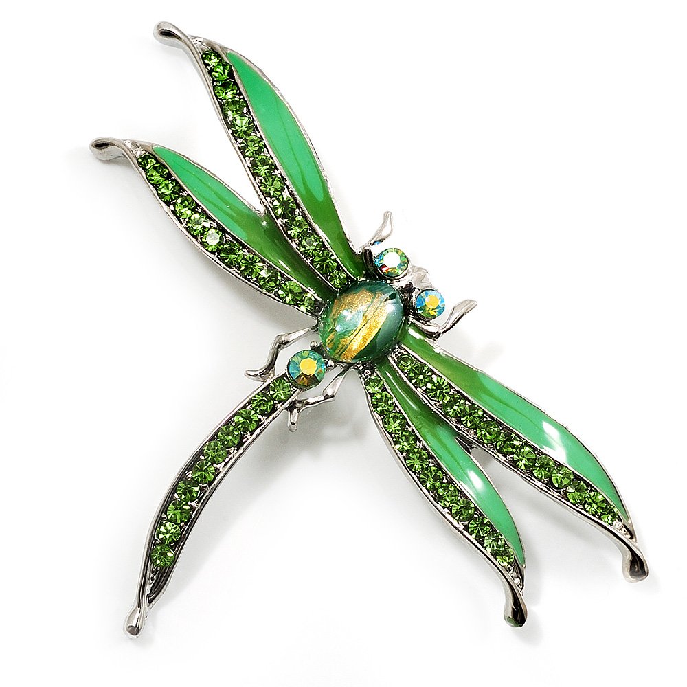 Salad Green Enamel Dragonfly Brooch