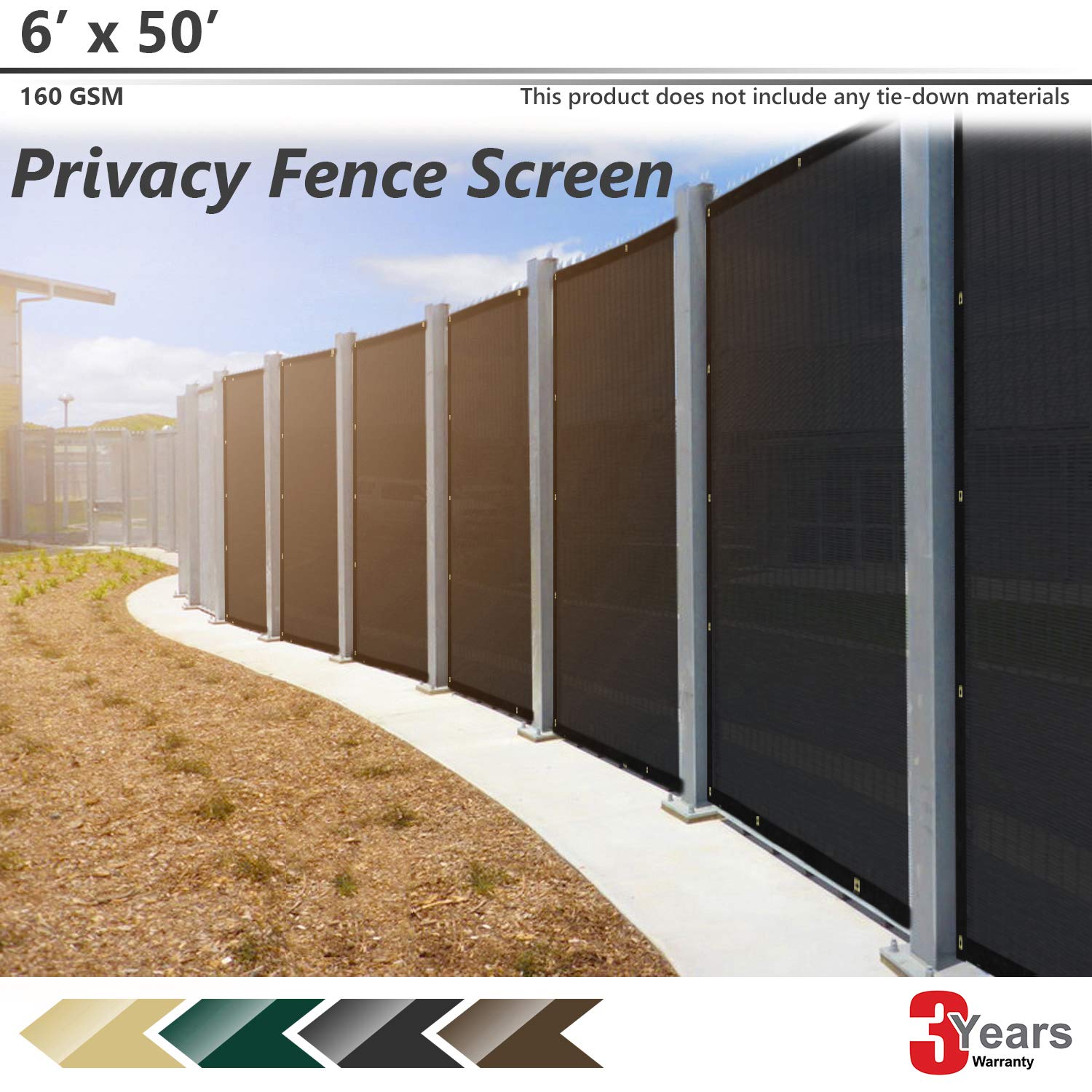 Bouya Black Privacy Fence Screen 6 X 50 Heavy Duty For Chain Link Fence Privacy Screen Commercial Outdoor Shade Windscreen Mesh Fabric With Brass Gromment 150 Gsm 88 Blockage Uv 3 Years Warranty Bouya Black Privacy Fence Screen 6 X 50 Heavy Duty For Chain Link Fence Privacy Screen Commercial Outdoor Shade Windscreen Mesh Fabric With Brass Gromment 150 Gsm 88 Blockage Uv 3 Years Warranty