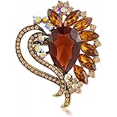 LAXPICOL Vintage Austrian Crystal Elegant Heart Flower Brooch Pin For Women Wedding Broach Pin