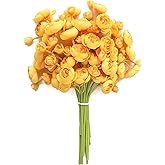 Floroom Ranunculus Artificial Flowers 18 Pcs Golden Yellow Faux Silk Mini Ranunculus Bulk Fake Wedding Filler Flowers for DIY Bouquets, Centerpieces, Bridal Shower Decorations & Arrangements