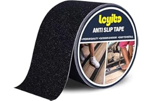 Leyibo Anti Slip Tape, 4 Inch x 42 Ft Grip Tape for Stairs Outdoor/Indoor, Waterproof Non Skid Roll for Stair Treads Non Slip, High Traction Friction Abrasive Adhesive Stair Steps - Black