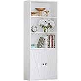 IRONCK Industrial Bookshelves and Bookcases with Doors 11.8 in Depth Floor Standing 5 Shelf Display Storage Shelves Bookcase Home Decor Furniture for Home, Office, Living Room, Bedroom