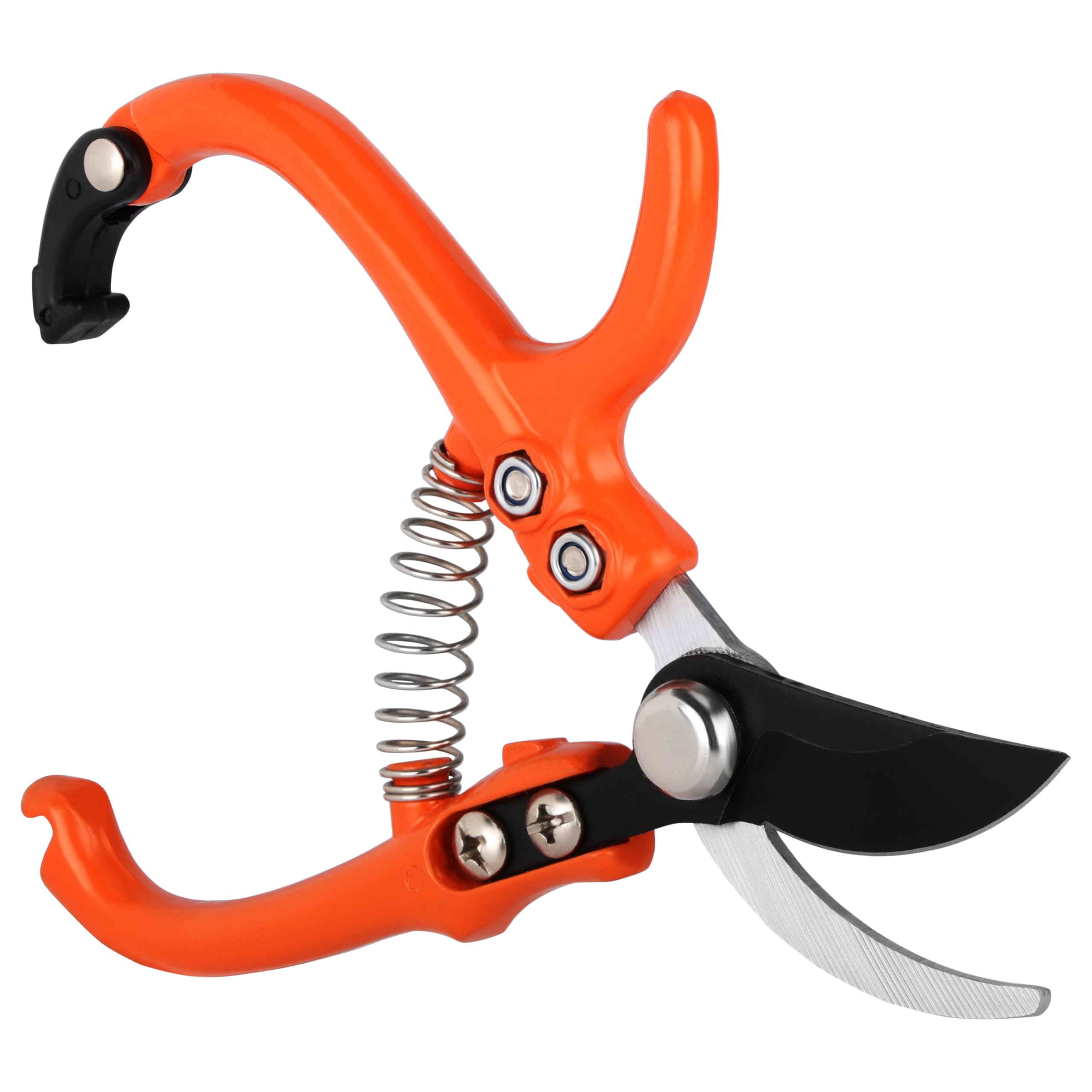 Belle Vous Garden Pruning Shears - Carbon Steel Garden Secateurs & Pruning Scissors - Orange Gardening Tool/Garden Snips - Garden Shears for Trimming
