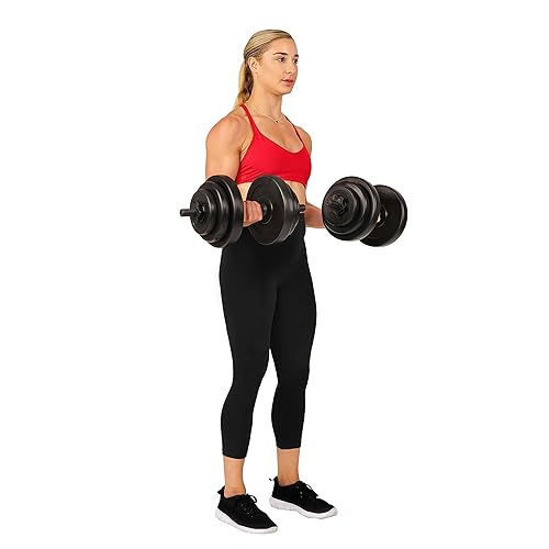 Sunny Health Fitness Exercise Vinyl 40 Lb Dumbbell Set Hand