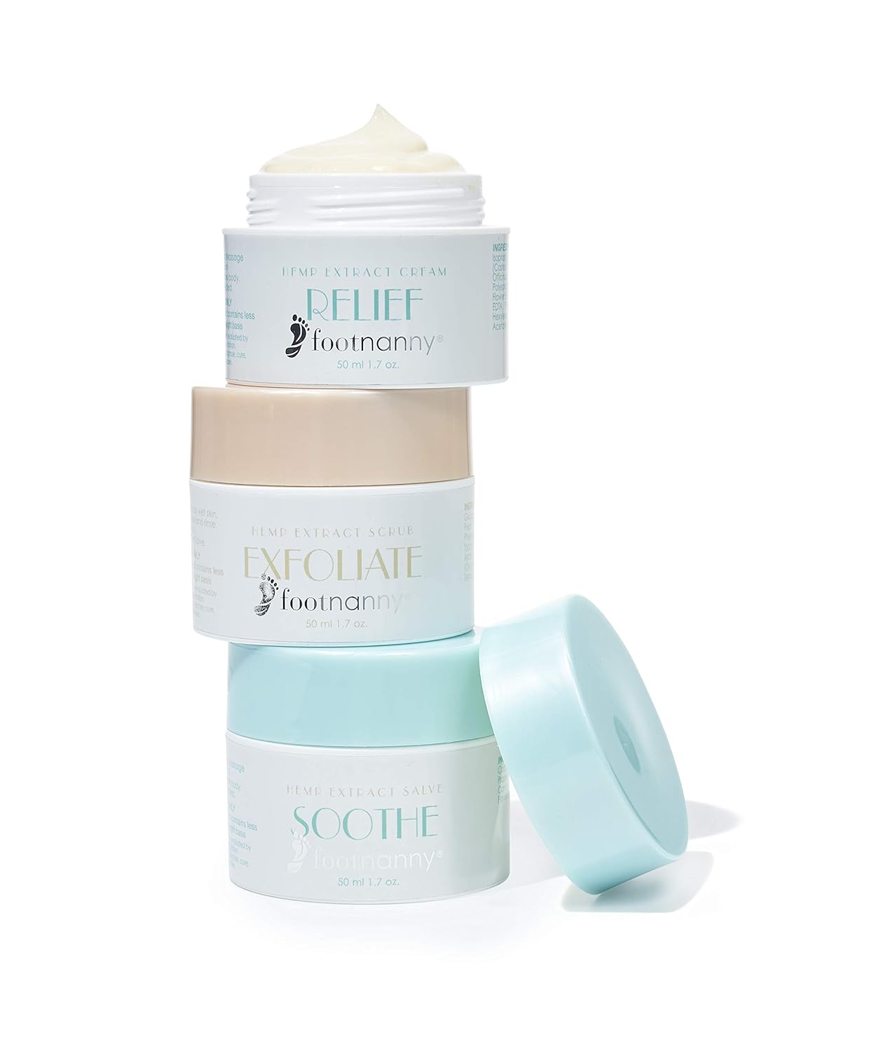 Footnanny Hemp Extract Spa Treatment Set, Exfoliate, Soothe, and Relief