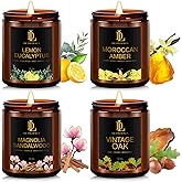 Valentine's Day Candles Gifts for Women Men, Scented Candle Set, Holiday Candle Gifts, 4Pack 28oz Soy Candles, Scents of Lemon Eucalyptus/Moroccan Amber/Magnolia & Sandalwood/Vintage Oak