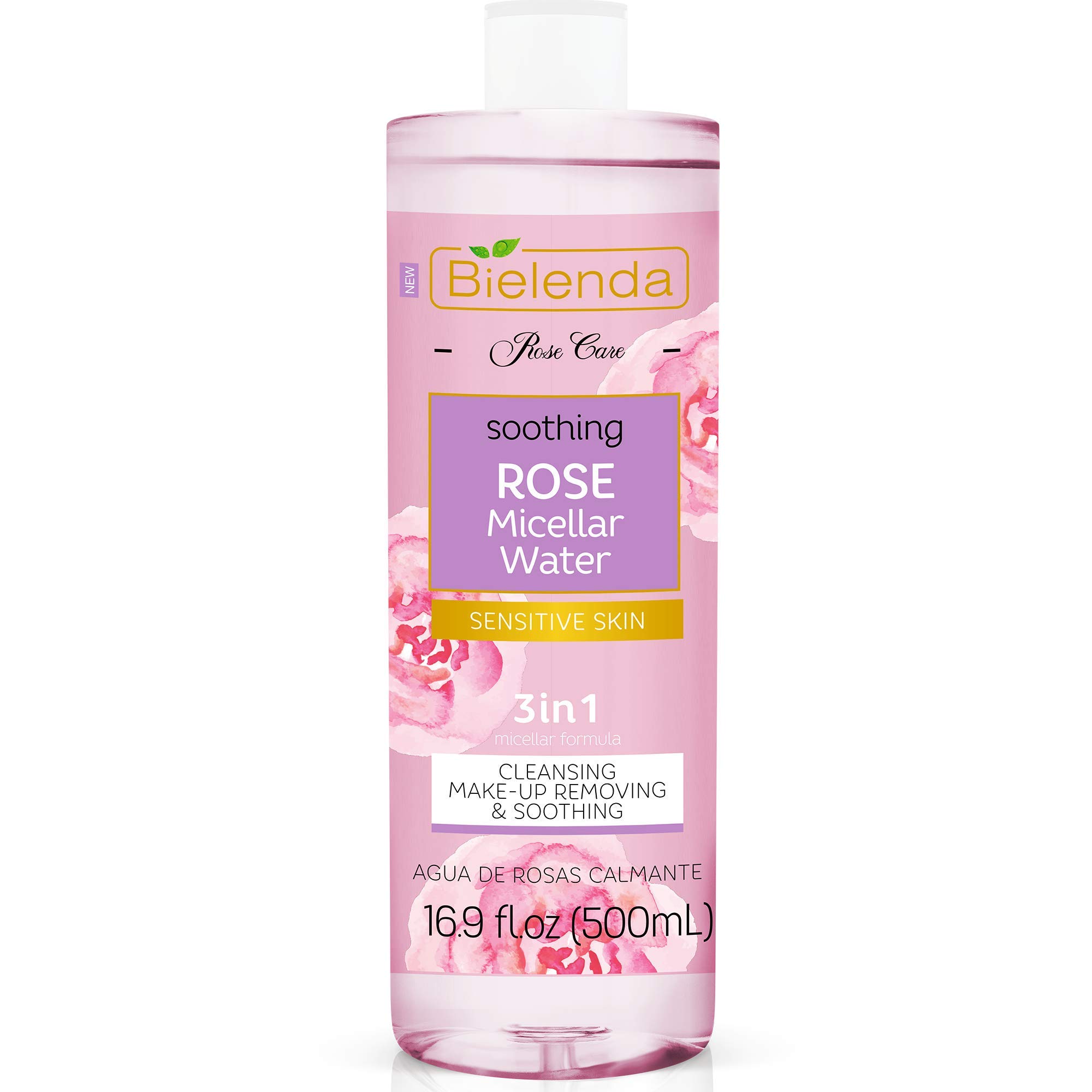 Bielenda Rose Care Water Soothing Make-Up Remover for Sensitive Skin Cleaning Toning Effect Anti-aging Hyaluronic Acid