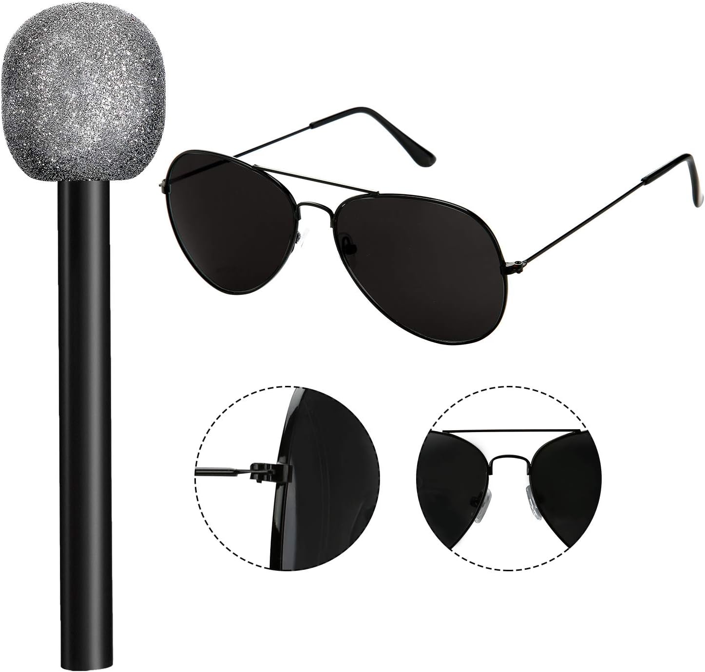 Rockstar Costume Kit Wig Glove Microphone Sunglasses for Jackson Costume - Image 5
