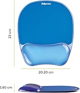 Fellowes Crystals Gel Mouse Mat Wrist Support Blue Non Slip Base view 3