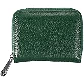 uxcell Leather Credit Card Holder, 14 Slots Small Accordion Zipper Wallet for Women and Men RFID Blocking Secure Organizer with Zipper, MultiFunctional Wallet for ID & Cards (Green)