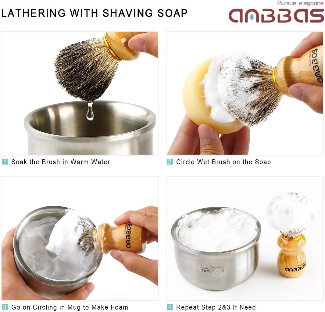 Anbbas Shaving Brush Set, Shaving Bowl and Soap with Stand Holder for