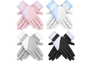 Leumoi 4 Pairs Women Driving Gloves Sun Protection UV Gloves Touchscreen Sun Gloves Women's Cycling Gloves Sunblock Gloves