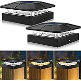 Peasur 4x4 Solar Post Cap Lights Outdoor with 3 Lighting Modes, 2 Packs LED Post Light Solar Powered Waterproof, Fence Deck L