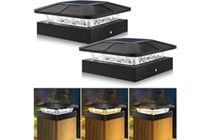 Peasur 4x4 Solar Post Cap Lights Outdoor with 3 Lighting Modes, 2 Packs LED Post Light Solar Powered Waterproof, Fence Deck Lights for Wood/Vinyl Posts