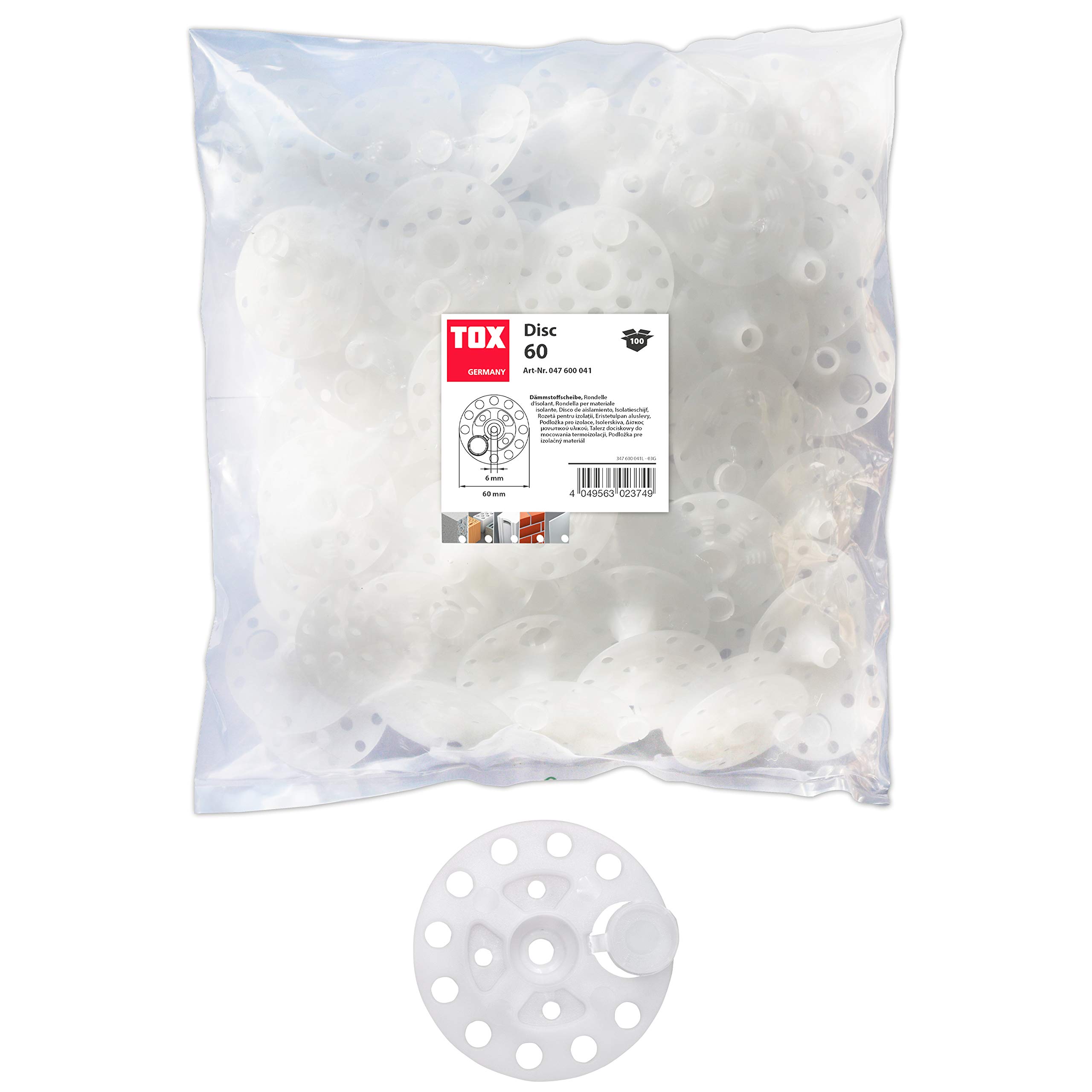 TOX 047600041 Insulation Disc Disc60 mm, Bag of 100