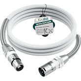 Premium XLR Cable 6 FT, 3 Pins XLR Microphone Male to Female Cord, White | 22AWG Pure Copper, Dual Shielding, Metal Spring SR, Zinc Alloy Plug, for Speaker, Mixing Board, Podcast, with 5 Cable Ties