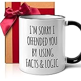 ZWV Funny Coffee Mug Gifts for Coworkers, I'm Sorry I Offended You Using Facts & Logic, Sarcastic Mugs for Office Humor Work Women Men, Hilarious Holidays, Christmas, Birthday Gift for Friends -159